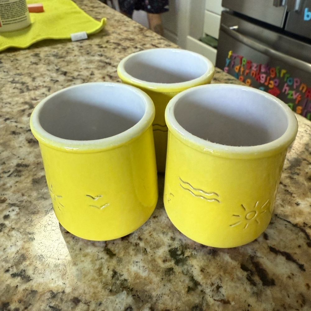 Yellow summer la fermiere pots (set of 3)